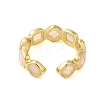 Square Natural Rose Quartz Open Cuff Rings RJEW-K272-02G-01-3