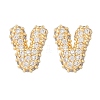 Brass Micro Pave Cubic Zirconia Stud Earrings EJEW-Z091-04G-V-2