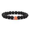 Simple Natural Lava Rock Round Beaded Stretch Bracelets CD8108-4-1