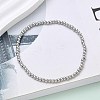 Brass Round Beaded Stretch Bracelets for Men Women BJEW-B148-05A-P-1
