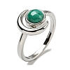 Natural Malachite Adjustable Rings RJEW-K269-09P-07-2