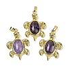 Natural Amethyst & Brass Pendants KK-F887-01G-13-1