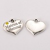 Wedding Theme Antique Silver Tone Tibetan Style Heart with Matron of Honour Rhinestone Charms X-TIBEP-N005-07-2