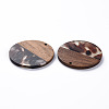 Transparent Resin & Walnut Wood Pendants X-RESI-T035-35E-3