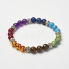 Mixed Gemstone Beaded Stretch Bracelets X-BJEW-P071-01-1