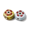 Flat Round Handmade Floral Porcelain Beads PR-CBA03B0-02-3