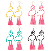 ANATTASOUL 3 Pairs 3 Colors Alloy Flamingo Chandelier Earrings EJEW-AN0004-43-1