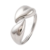 Non-Tarnish 304 Stainless Steel Leaf Open Cuff Rings for Women RJEW-G319-02P-1