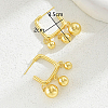 Vintage French Geometric Irregular C-shaped with Round Brass Stud Earrings XB0811-4