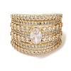 Brass Micro Pave Cubic Zirconia Open Cuff Ring RJEW-K256-57G-2