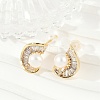 C-Shaped Brass Clear Cubic Zirconia Stud Earrings KK-D301-14G-1