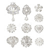 Biyun 10Pcs 10 Styles Flower & Heart & Teardrop Crystal Rhinestone Brooches Set JEWB-BY0001-04-1