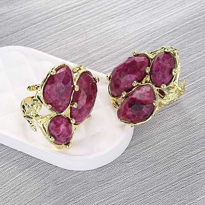 Natural Quartz Cuff Rings RJEW-M076-06G-02-1