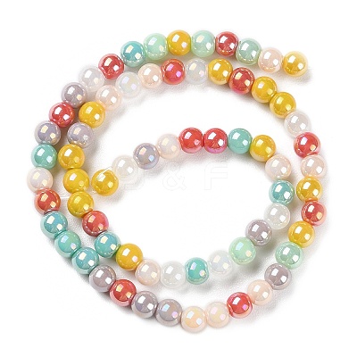 Opaque Electroplate Glass Beads Strands GLAA-P056-6mm-A01-1