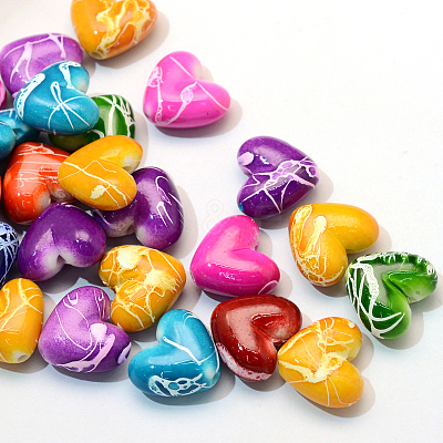 Spray Painted Drawbench Acrylic Beads X-ACRP-S665-M-1
