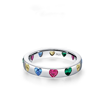 925 Sterling Silver Micro Pave Colorful Cubic Zirconia Finger Rings FS-WGC9F63-19-1