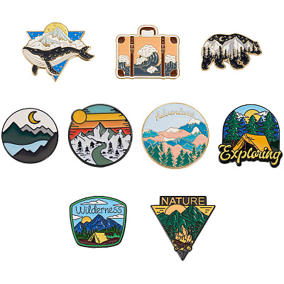 10Pcs 10 Style
Creative Zinc Alloy Brooches JEWB-YS0001-06-1