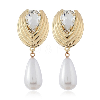 Alloy Rhinestone Dangle Stud Earrings WGDC92A-01-1