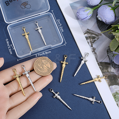 12Pcs 2 Colors 304 Stainless Steel Pendants STAS-BBC0005-57-1