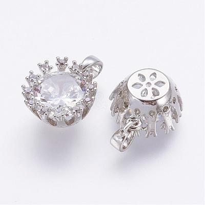 Brass Micro Pave Cubic Zirconia Charms KK-E704-12P-1