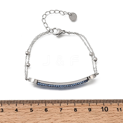 Heart Bar 304 Stainless Steel & Rhinestone Link Bracelets BJEW-A167-01P-03-1