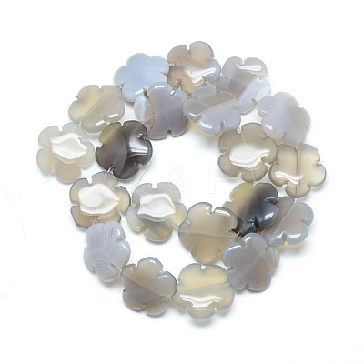 Natural Grey Agate Bead Strands G-T003-16mm-14-1