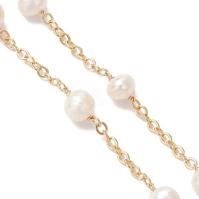 Natural Cultured Freshwater Pearl Potato Bead with Brass Cable Chain Slider Bracelet Making AJEW-JB01576-1