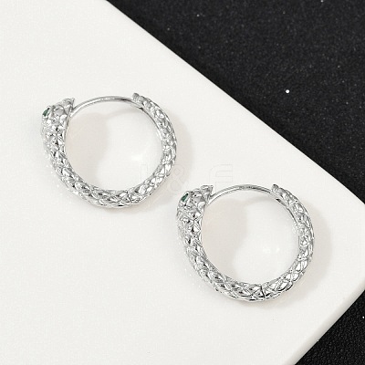 Brass Green Cubic Zirconia Hoop Earrings EJEW-Q016-12P-1