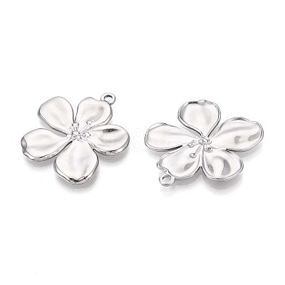 304 Stainless Steel Flower Pendants X-STAS-T067-30P-1