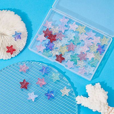 50Pcs 9 Colors Transparent Spray Painted Glass Beads GLAA-YW0001-96-1