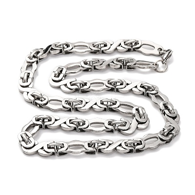 201 Stainless Steel Byzantine Chain Necklace NJEW-F222-35P-1