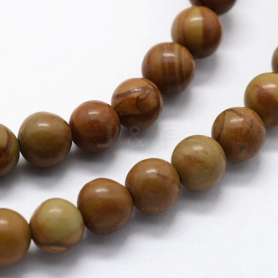 Natural Wood Lace Stone Wooden Jasper Beads Strands G-I199-17-10mm-1