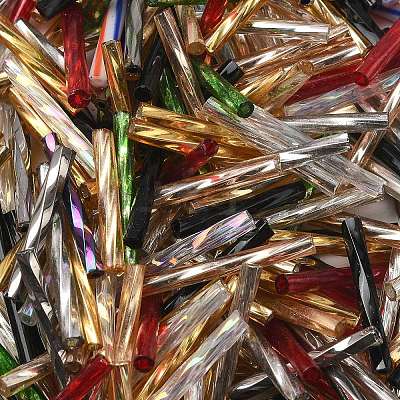Dyed Colours Glass Twist Bugle Beads GLAA-XCP0012-05-1
