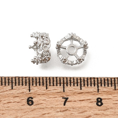 Brass Micro Pave Clear Cubic Zirconia Spacer Beads KK-Z156-08P-03-1