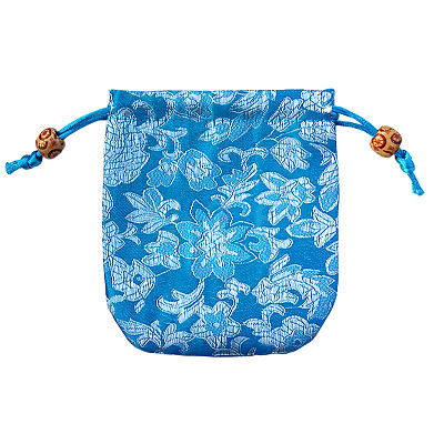 Chinese Style Flower Pattern Satin Jewelry Packing Pouches PW-WG42698-02-1