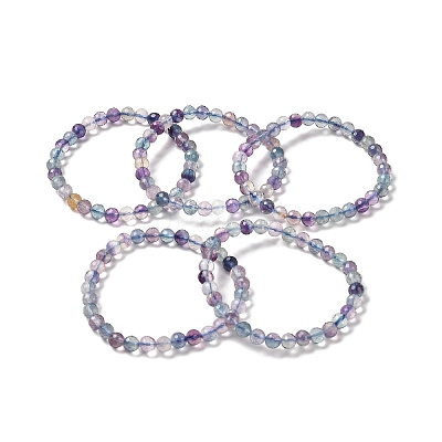 Natural Fluorite Beaded Stretch Bracelets LS-BJEW-K233-01A-02-1