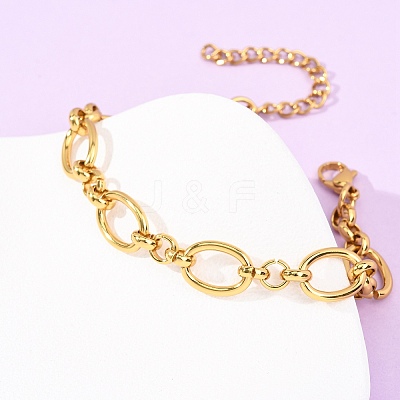 304 Stainless Steel Oval Link Chain Bracelets for Women BJEW-F536-04G-1