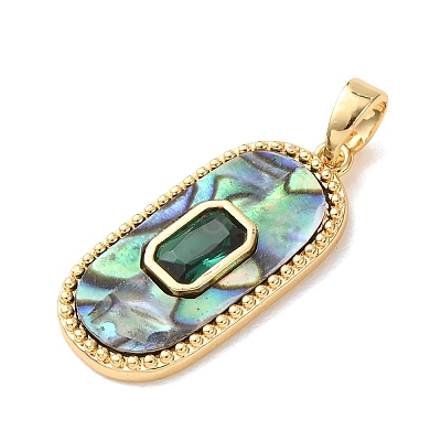 Natural Paua Shell Brass Pendants KK-C264-04G-1