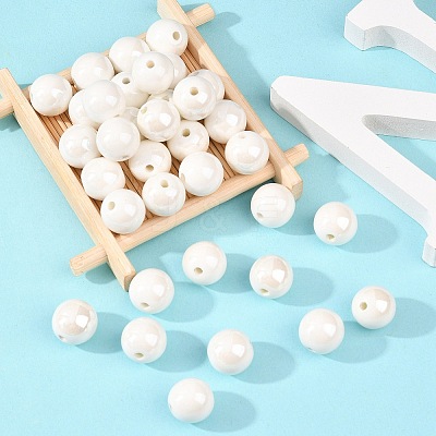 Glazed Porcelain Round Beads PORC-S489-14mm-01-1