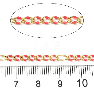 Handmade Brass Enamel Oval Link Chains CHC-L053-08G-09-1