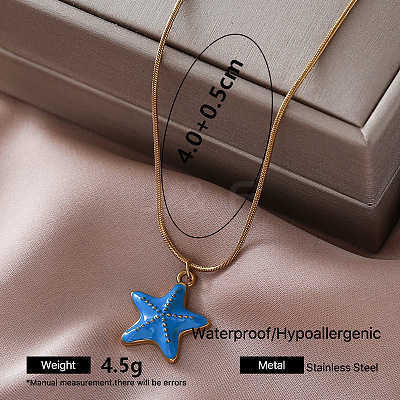 Vintage 304 Stainless Steel Starfish Pendant Necklaces for Women HM0119-1-1