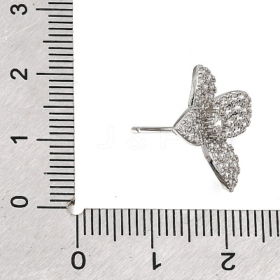 Brass Micro Pave Cubic Zirconia Stud Earring Findings with Loops CU-CBA1682-05P-1