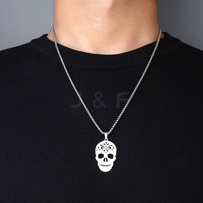 Non-Tarnish 201 Stainless Steel Pendant Necklaces for Man NJEW-Q336-04A-P-1