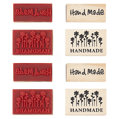 8Pcs 2 Styles Wooden Stamps DIY-OC0005-80-1