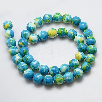 Synthetic Ocean White Jade Beads Strands G-L019-6mm-06-1