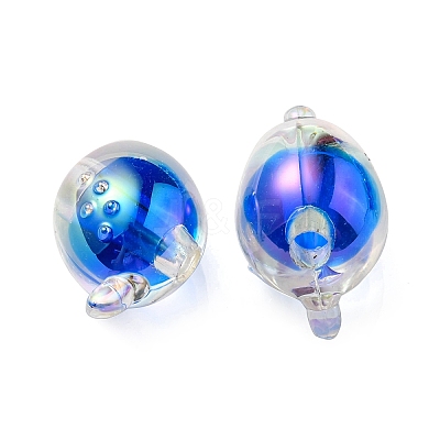 UV Plating Rainbow Iridescent Acrylic Beads OACR-F004-07C-1