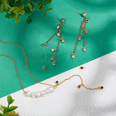 18Pcs 9 Colors Brass Glass Charms KK-PH0012-47G-1