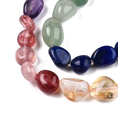 Chakra Theme Natural Amethyst & Topaz Jade & Red Agate & Quartz Crystal & Strawberry Quartz & Lapis Lazuli & Green Aventurine Beads Strands G-N344-07-1