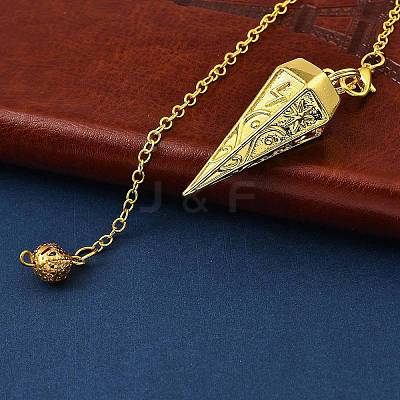 Rack Plating Brass Cone Dowsing Pendulum Pendants AJEW-G064-01G-1