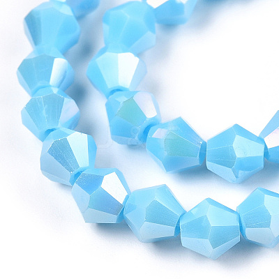 Opaque Solid Color Electroplate Glass Beads Strands EGLA-A039-P6mm-B12-1